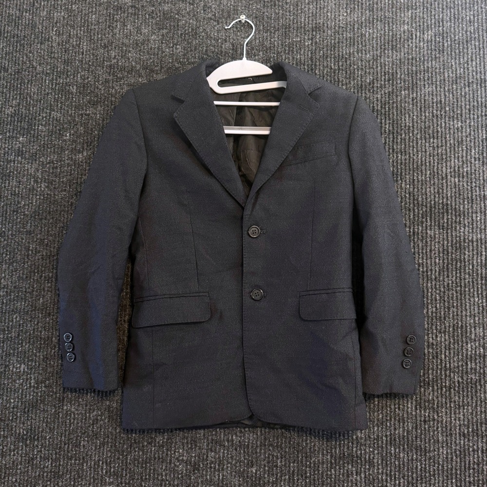 G&G European Tailored Blazer Kids Size 10 Charcoal Wool Blend 2-Button Jacket